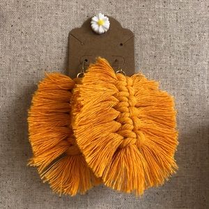 Mustard yellow macrame earrings